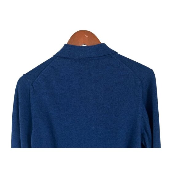 Joseph & Lyman Navy Blue Long-Sleeve Merino Wool Polo Shirt Mens Size M - Picture 5 of 6